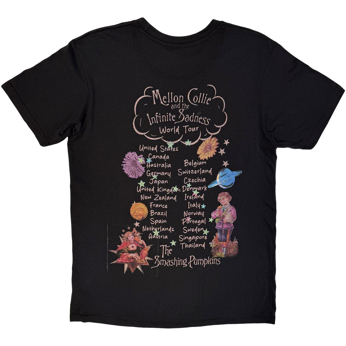 Black - Back - The Smashing Pumpkins Unisex Adult Celestial Carbon Back Print T-Shirt