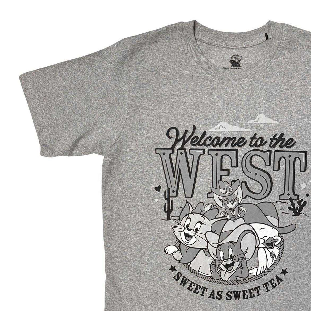 Grey - Side - Tom & Jerry Unisex Adult Welcome To The West T-Shirt