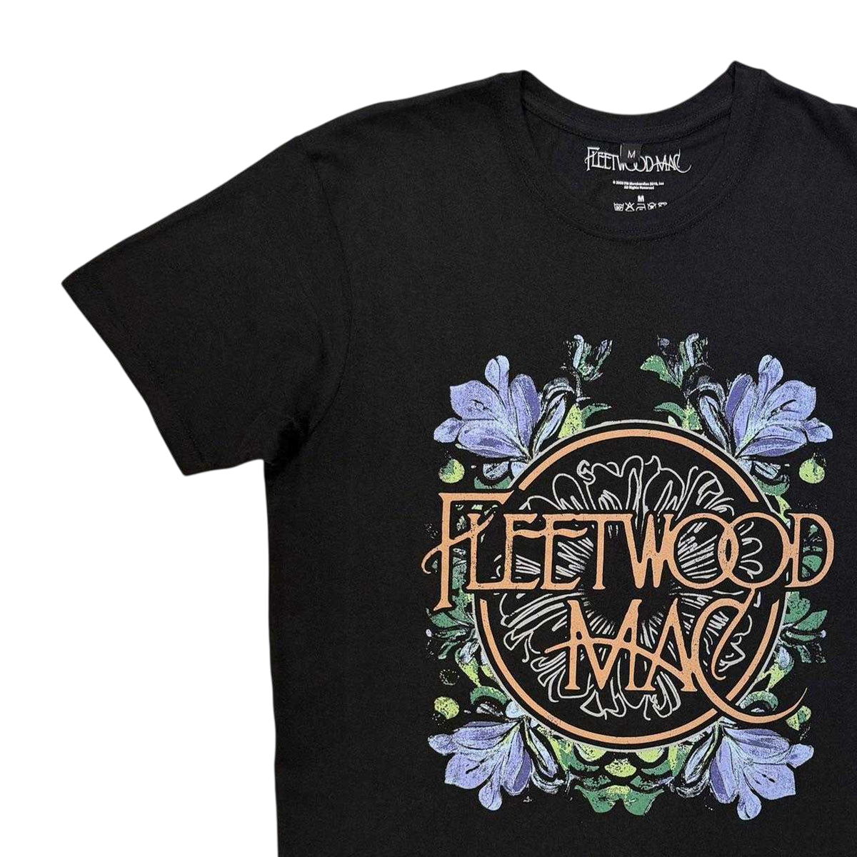 Black - Side - Fleetwood Mac Unisex Adult Circle Floral T-Shirt