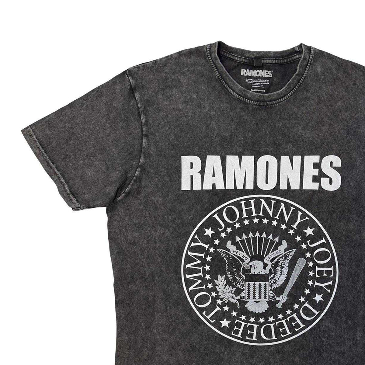 Charcoal Grey - Side - Ramones Unisex Adult Presidential Seal Stone Wash T-Shirt