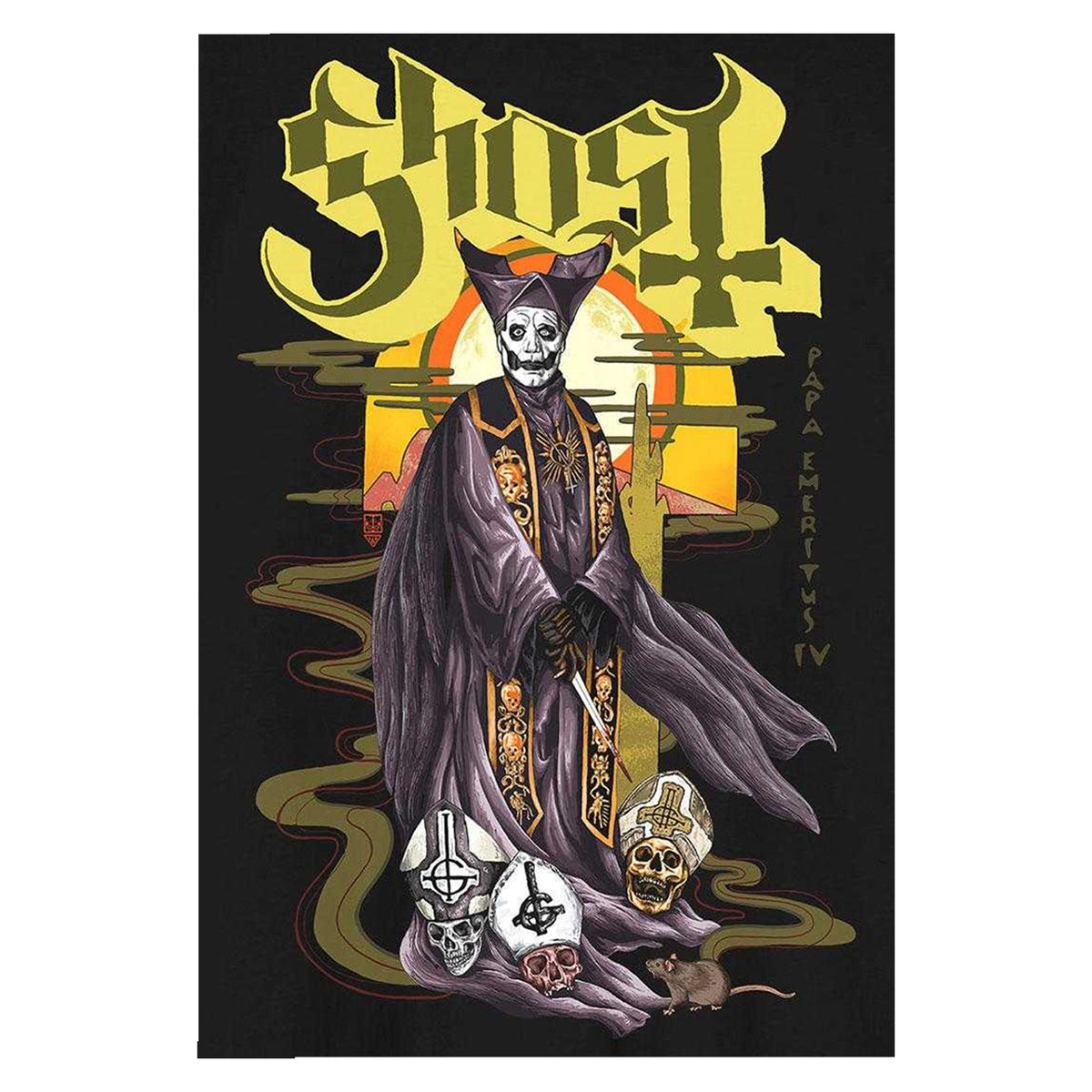 Black - Side - Ghost Unisex Adult Mondo Mucha T-Shirt
