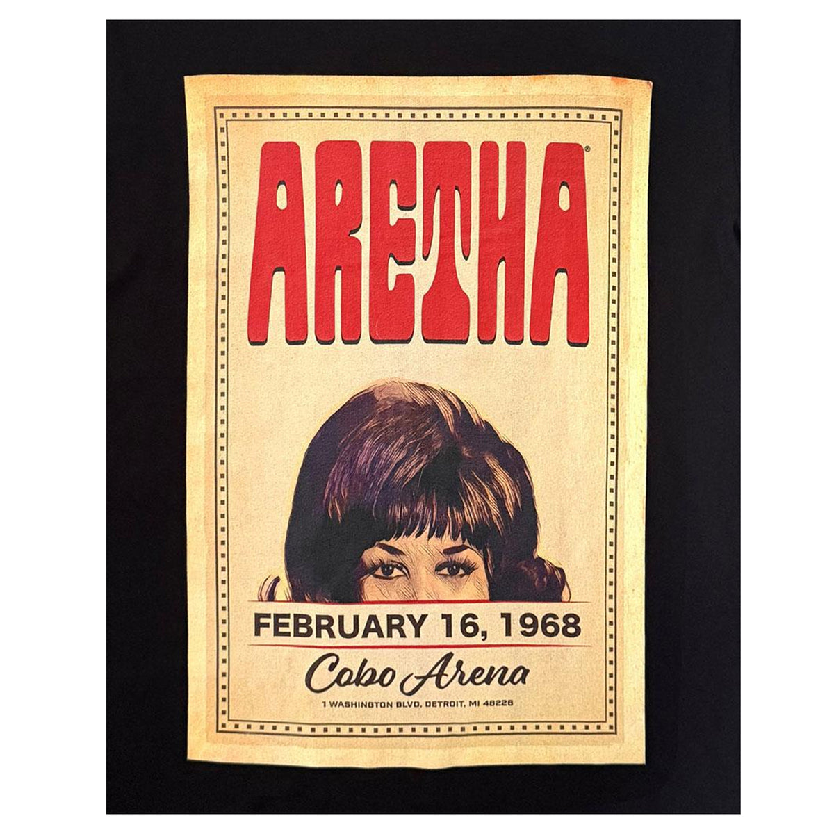 Black - Side - Aretha Franklin Unisex Adult Cobo Hall T-Shirt