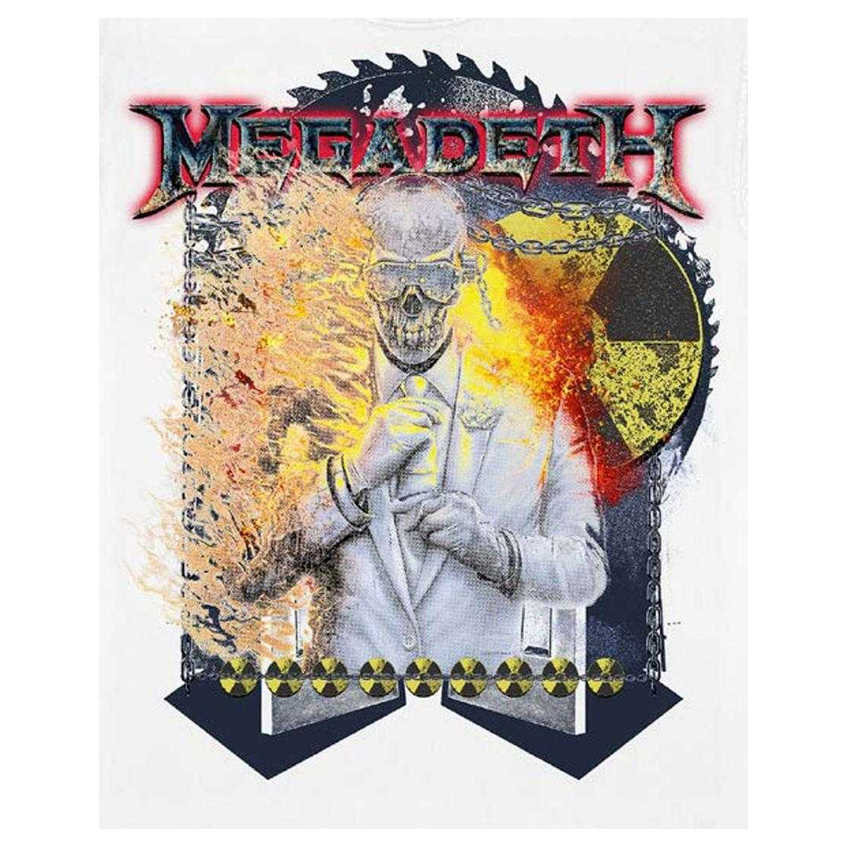 White - Side - Megadeth Unisex Adult Vic Sawblade T-Shirt