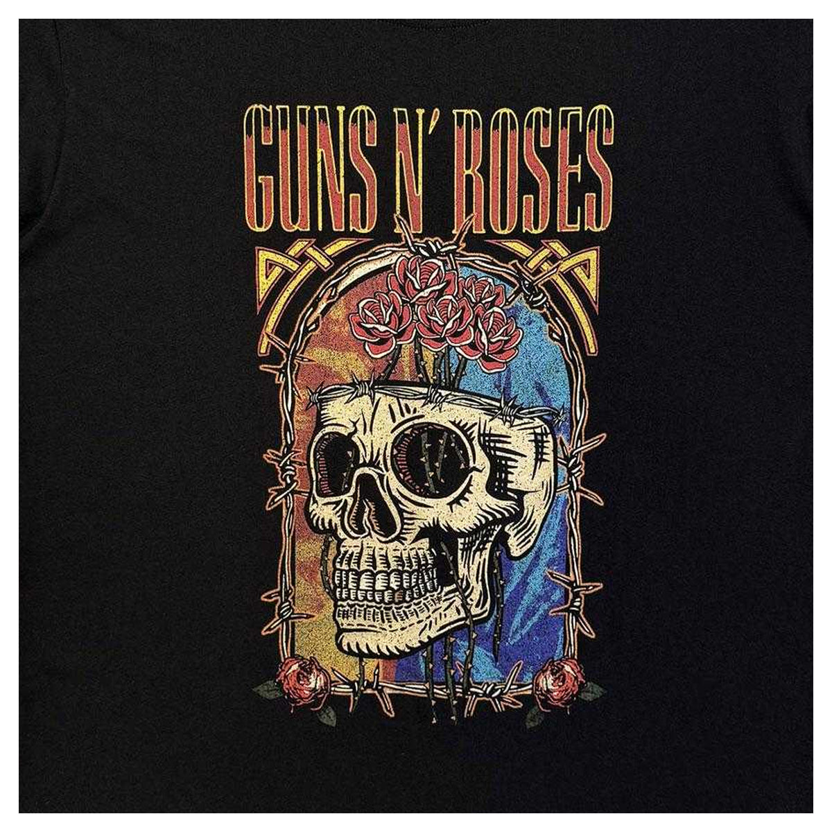 Black - Side - Guns N Roses Unisex Adult North American Tour 1991 Skull Back Print T-Shirt