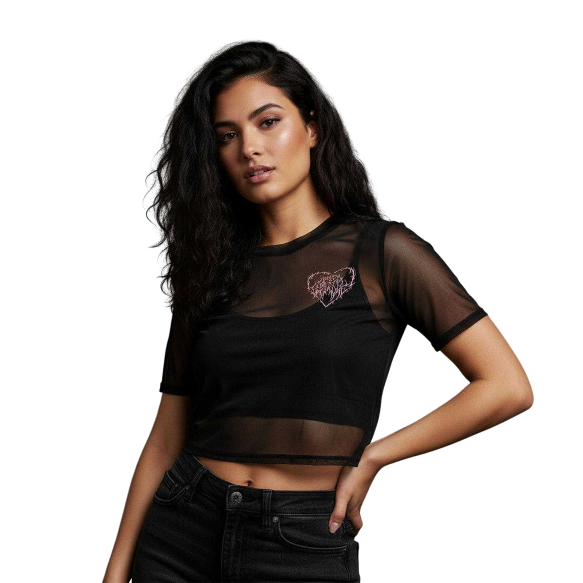 Black - Side - Bullet For My Valentine Womens-Ladies Deathcore Mesh Crop Top