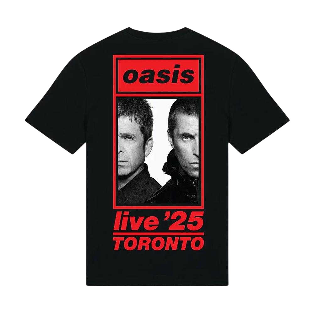 Black - Back - Oasis Unisex Adult Live ´25 Toronto Half Face Back Print T-Shirt