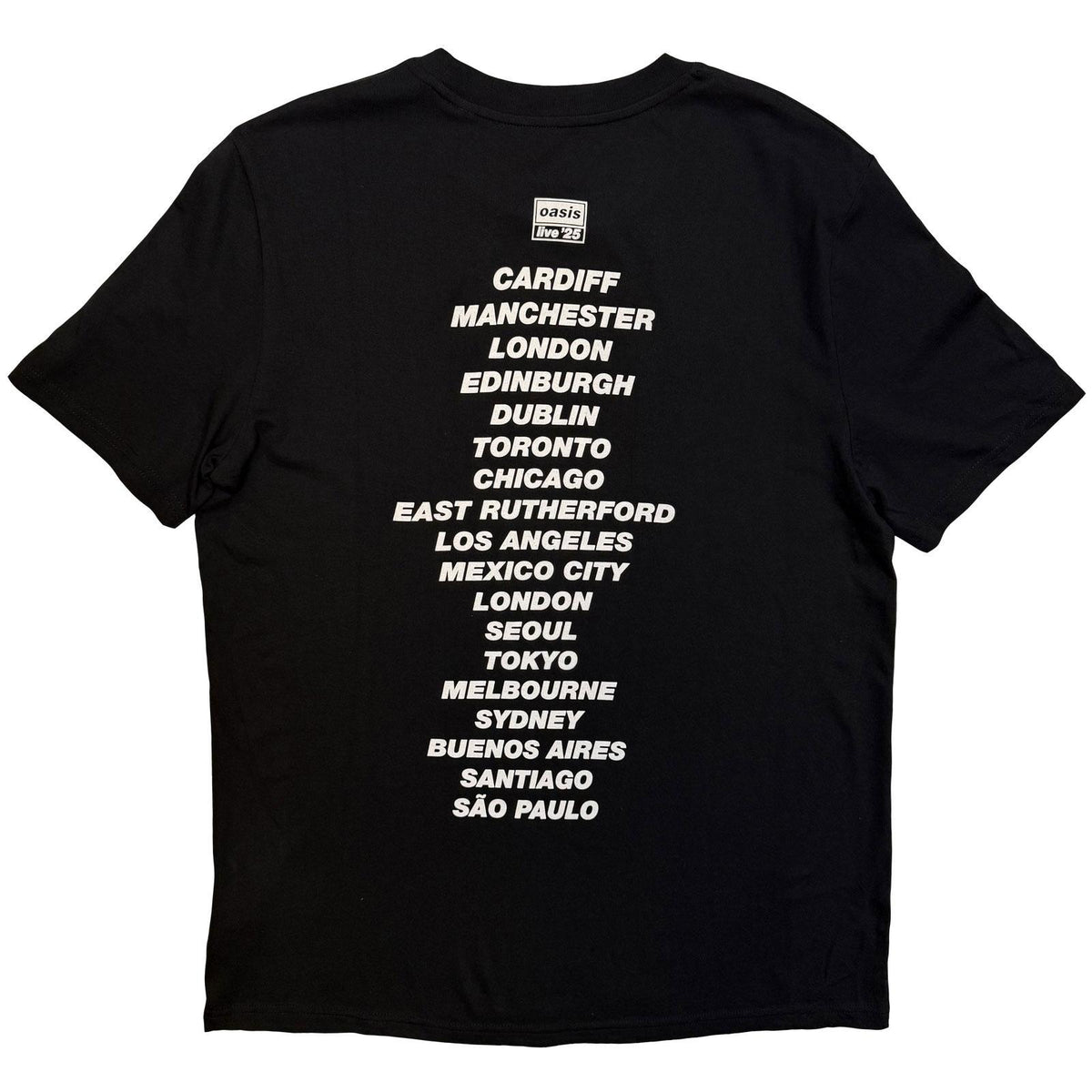 Black - Back - Oasis Unisex Adult Live ´25 World Tour Cut Out Back Print T-Shirt