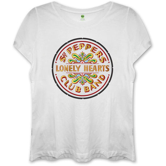 White - Front - The Beatles Womens-Ladies Sgt Pepper Skinny T-Shirt