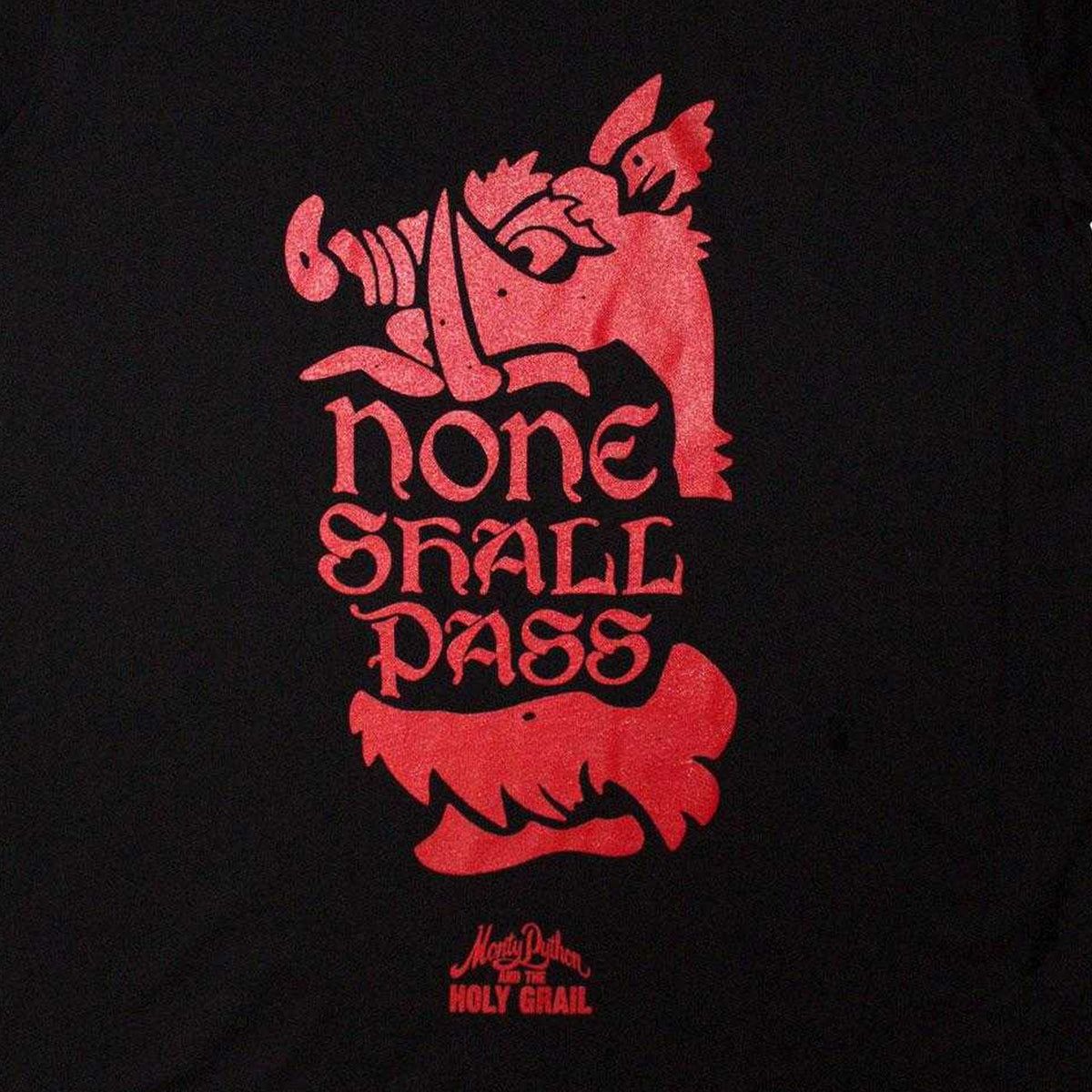 Black - Side - Monty Python Unisex Adult None Shall Pass T-Shirt