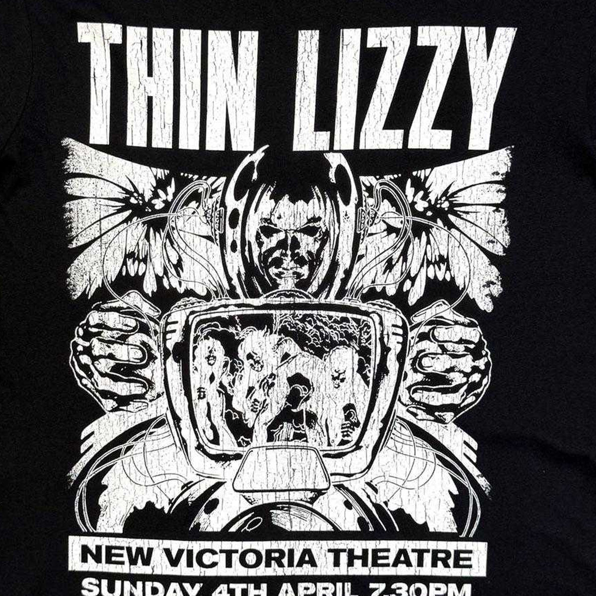 Black - Side - Thin Lizzy Unisex Adult Jailbreak Live In Cleveland ´76 Flyer Back Print T-Shirt
