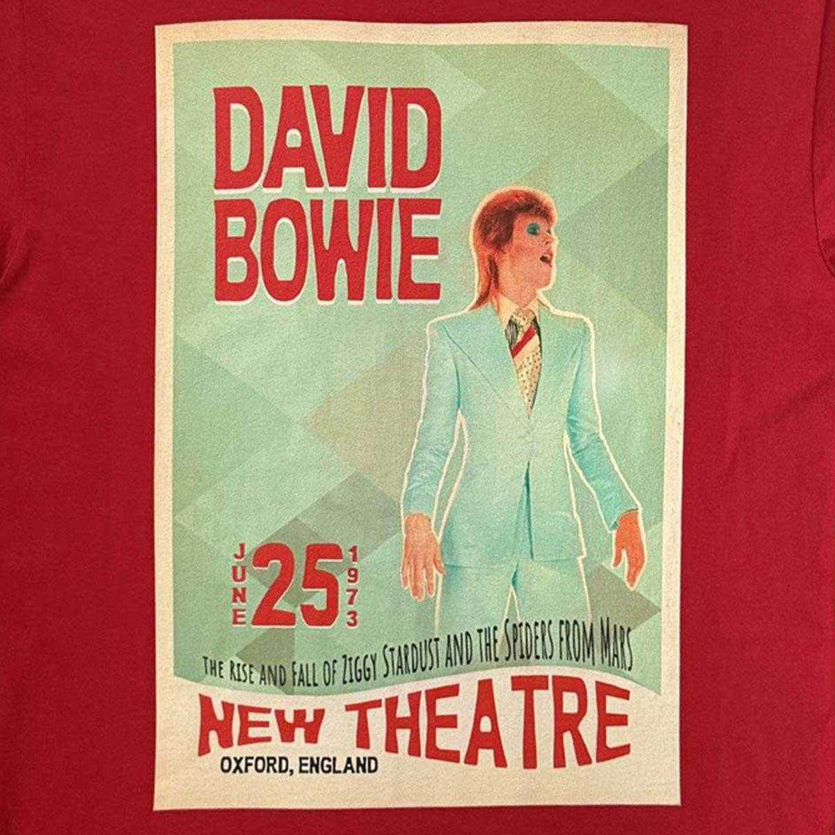 Red - Side - David Bowie Unisex Adult Oxford Poster T-Shirt