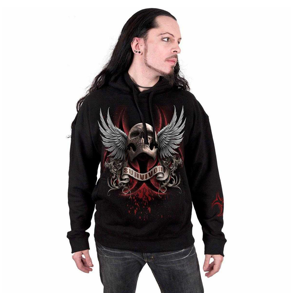 Black - Side - Spiral Direct Unisex Adult Lockdown 2020 Back & Sleeve Print Hoodie