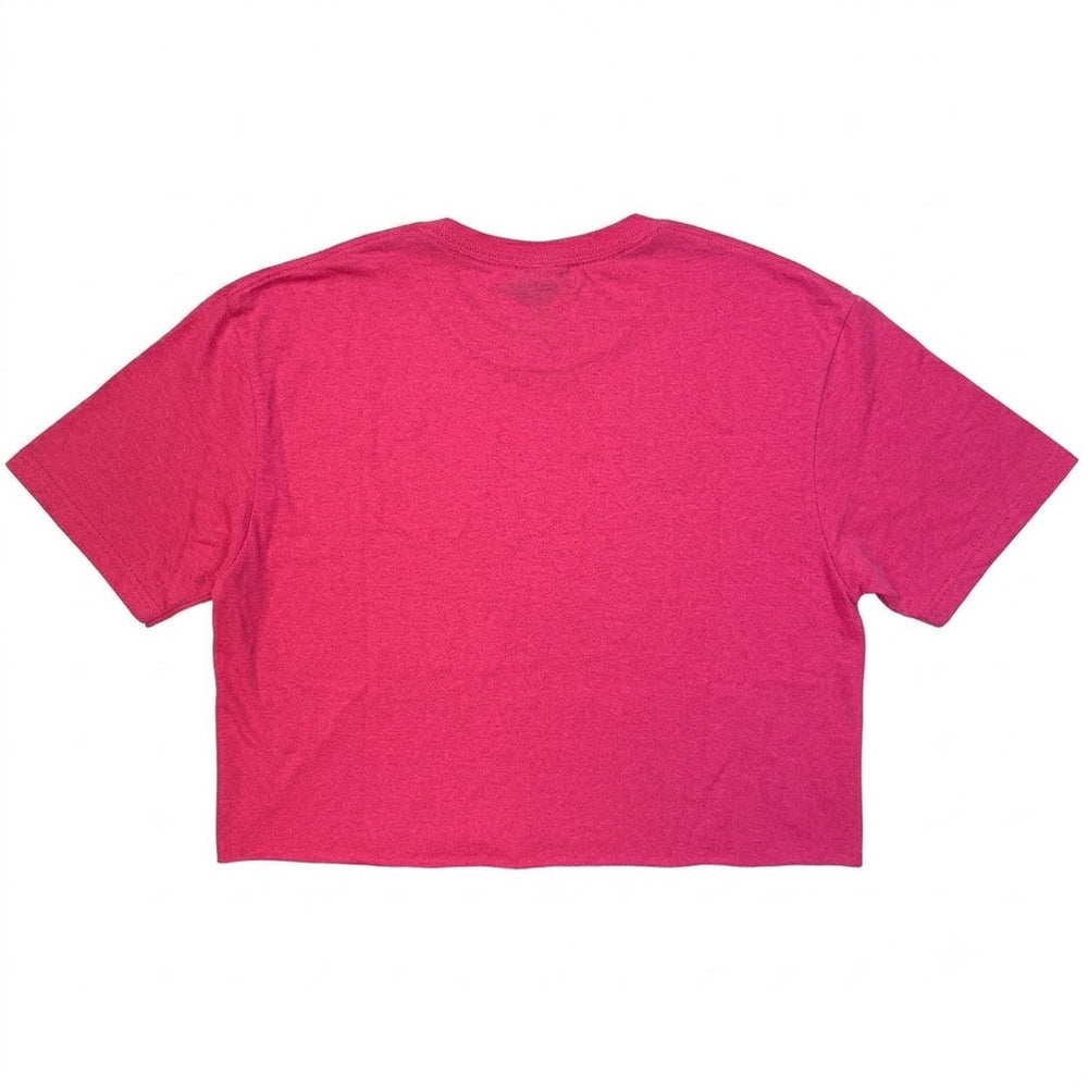 Pink - Back - December 10 Womens-Ladies Team Montage Crop Top