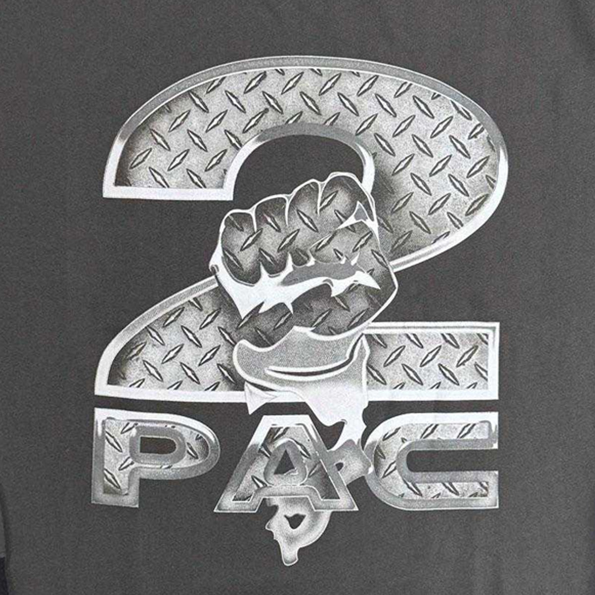 Charcoal Grey - Side - Tupac Shakur Unisex Adult Steel Logo Sweatshirt