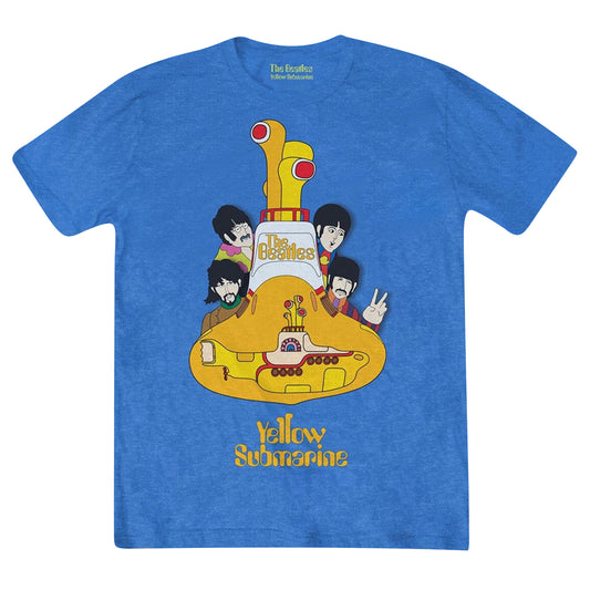 Mid Iris Blue - Front - The Beatles Unisex Adult Yellow Submarine Sub Sub T-Shirt
