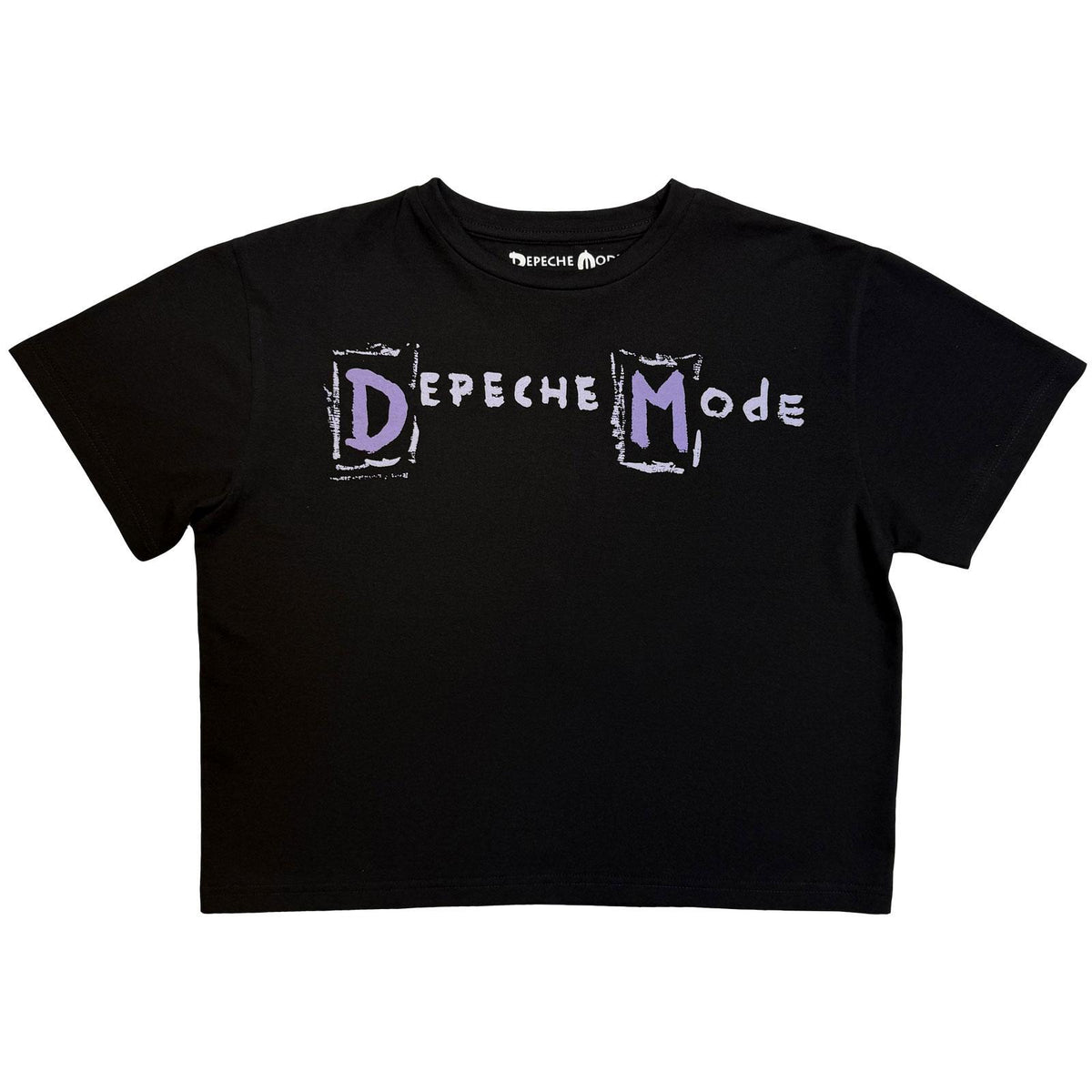 Black - Front - Depeche Mode Womens-Ladies Painted Logo Crop T-Shirt