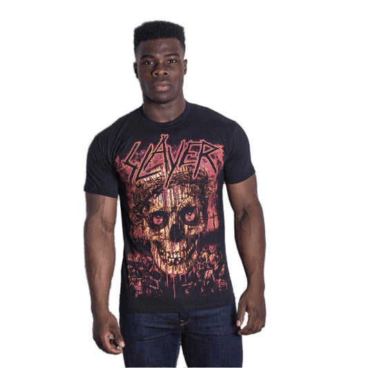 Black - Front - Slayer Unisex Adult Crowned Skull T-Shirt