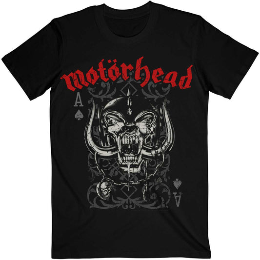 Black - Front - Motorhead Unisex Adult Playing Card T-Shirt
