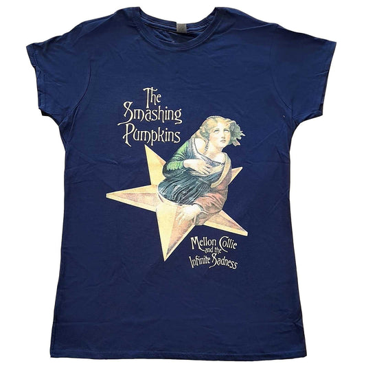 Navy Blue - Front - The Smashing Pumpkins Womens-Ladies Mellon Collie T-Shirt