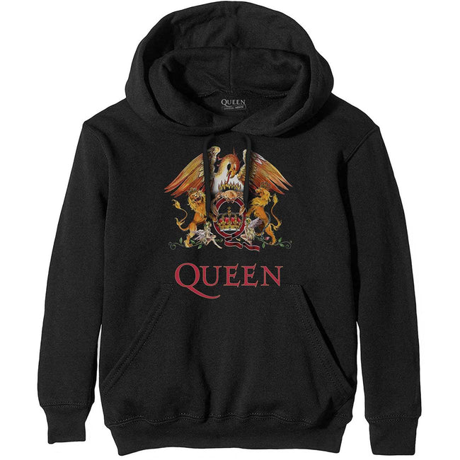 Black - Front - Queen Unisex Adult Classic Crest Hoodie