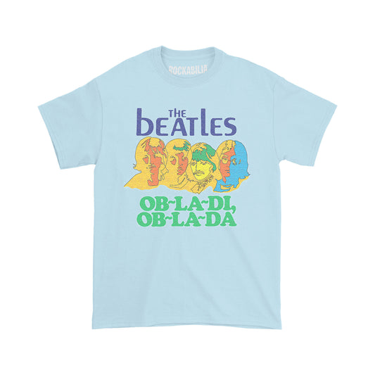 Pale Blue - Front - The Beatles Womens-Ladies Ob-La-Di Back Print T-Shirt