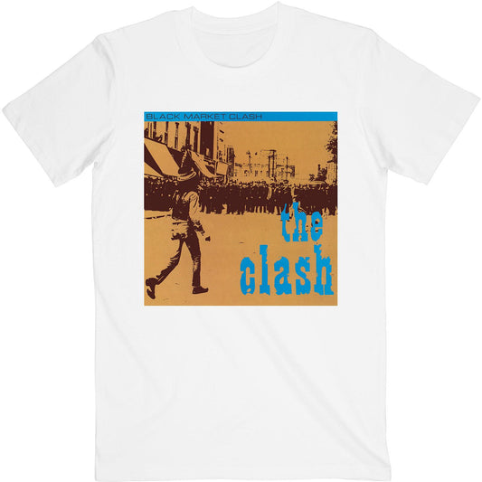 White - Front - The Clash Unisex Adult Black Market T-Shirt