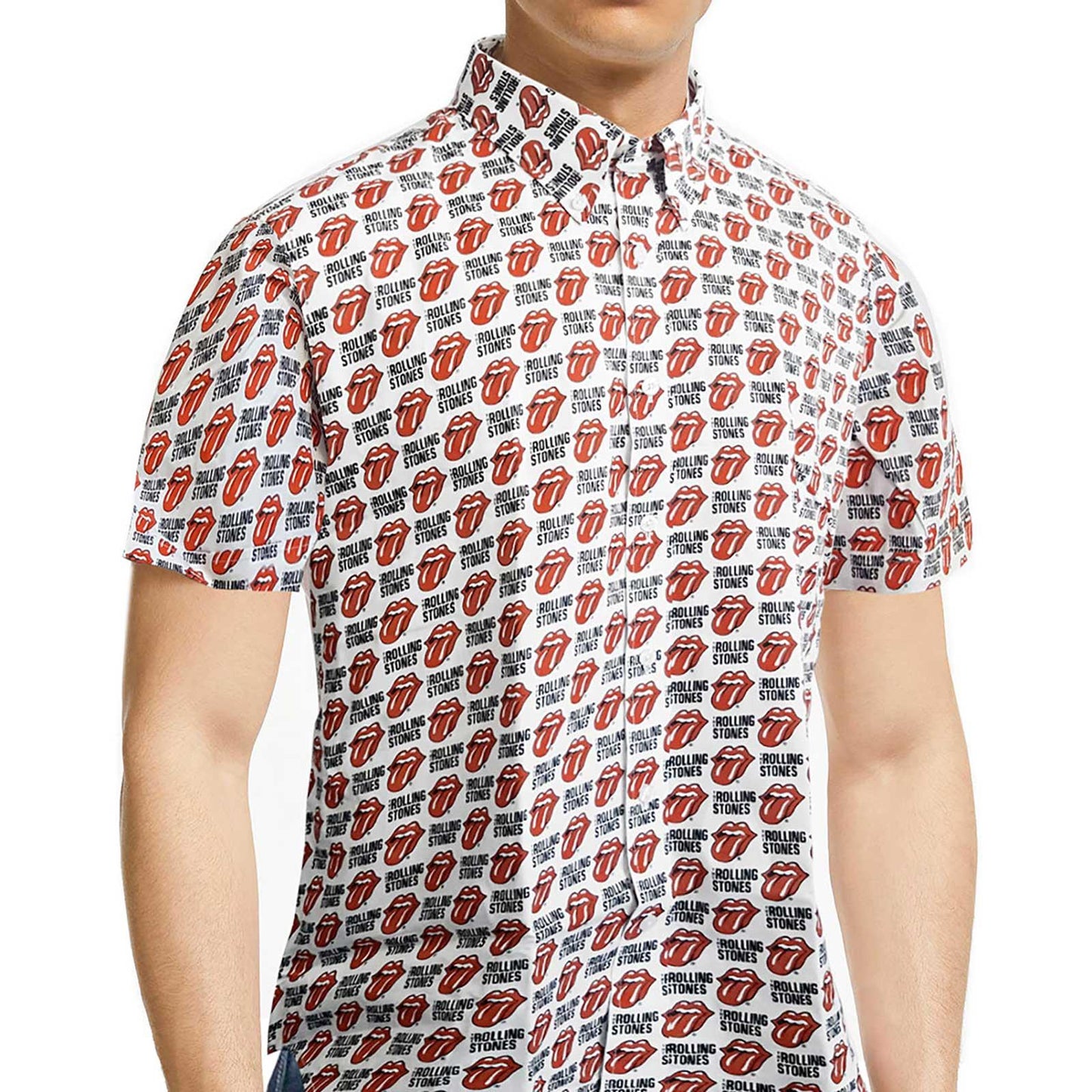 White - Front - The Rolling Stones Unisex Adult Tongue All-Over Print Shirt