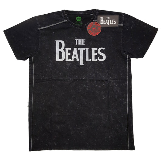 Black - Front - The Beatles Unisex Adult Drop T Logo T-Shirt