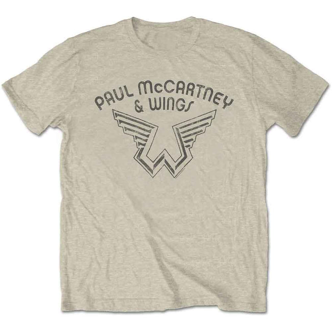 Natural - Front - Paul McCartney Womens-Ladies Wings Logo T-Shirt