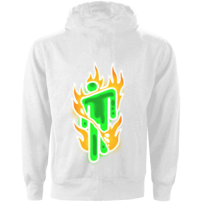 White - Back - Billie Eilish Unisex Adult Flames Logo Hoodie