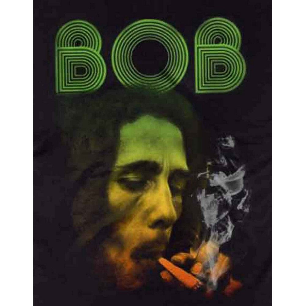 Black - Side - Bob Marley Unisex Adult Smoking Da Erb Cotton T-Shirt