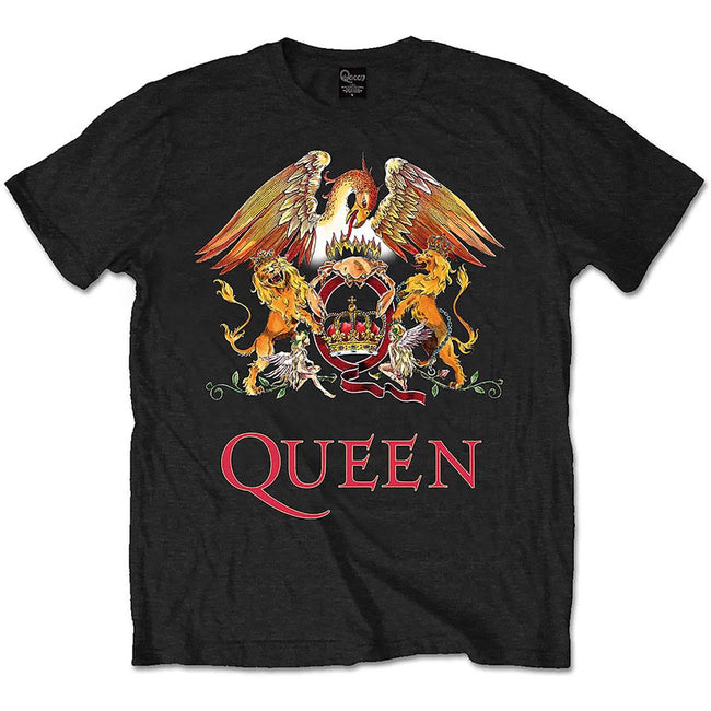Black - Front - Queen Unisex Adult Classic Crest Cotton T-Shirt