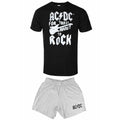 Black-Grey - Front - AC-DC Unisex Adult For Those About to Rock Guitar Short Pyjama Set