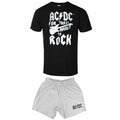 Black-Grey - Front - AC-DC Unisex Adult For Those About To Rock Guitar Short Pyjama Set