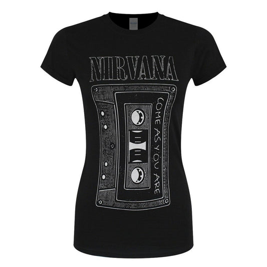 Black - Front - Nirvana Womens-Ladies Come As You Are Tape Cotton T-Shirt