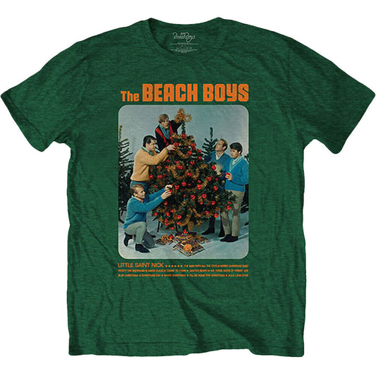 Green - Front - The Beach Boys Unisex Adult Xmas Album Cotton T-Shirt