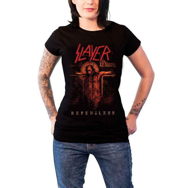 Black - Front - Slayer Unisex Adult Crucifix Cotton T-Shirt