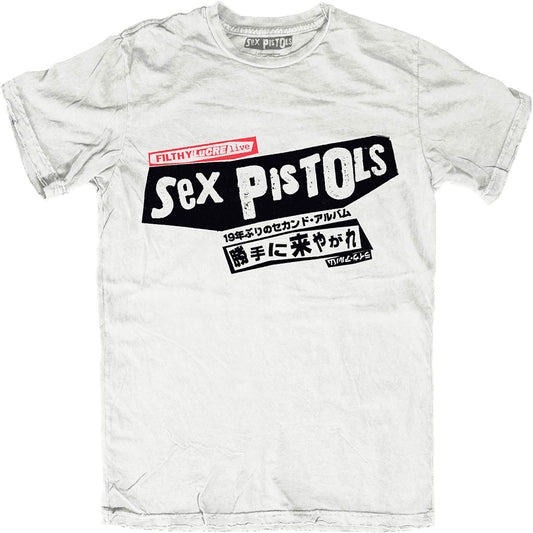 White - Front - Sex Pistols Unisex Adult Filthy Lucre Japan Cotton T-Shirt