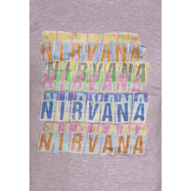 Grey - Side - Nirvana Unisex Adult Repeat Logo Cotton T-Shirt
