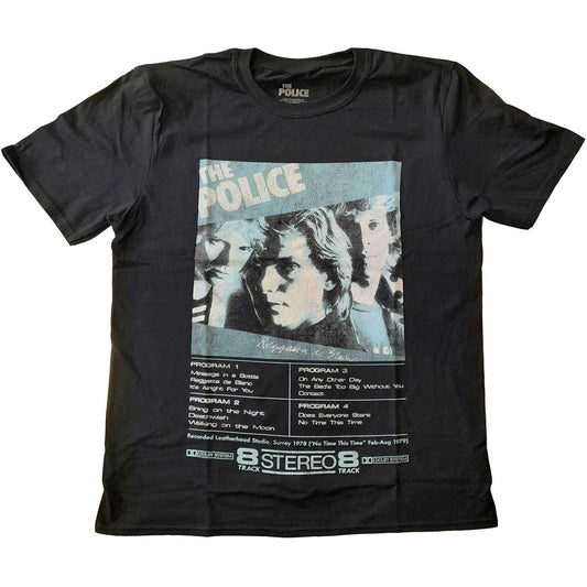 Black - Front - The Police Unisex Adult Reggatta 8 Track Cotton T-Shirt