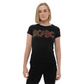 Black - Side - AC-DC Womens-Ladies Embellished Logo T-Shirt