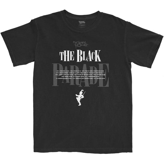 Black - Front - My Chemical Romance Unisex Adult Track List T-Shirt