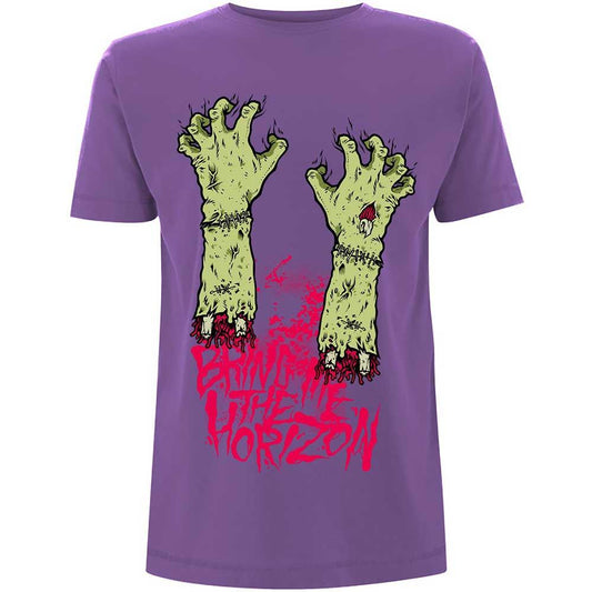 Purple - Front - Bring Me The Horizon Unisex Adult Zombie Hands Cotton T-Shirt