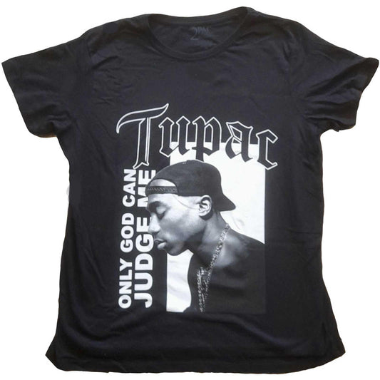 Black - Front - Tupac Shakur Womens-Ladies Only God Can Judge Me Cotton T-Shirt