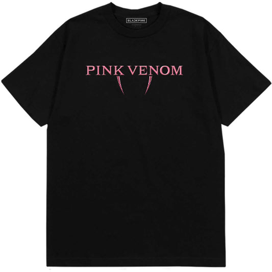 Black - Front - BlackPink Unisex Adult Pink Venom Back Print Cotton Logo T-Shirt