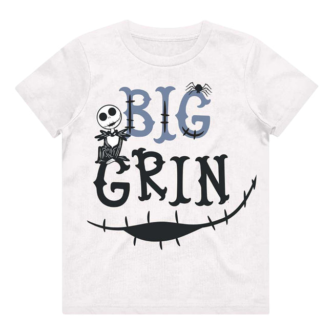 White - Side - Nightmare Before Christmas Childrens-Kids Big Grin Cotton T-Shirt