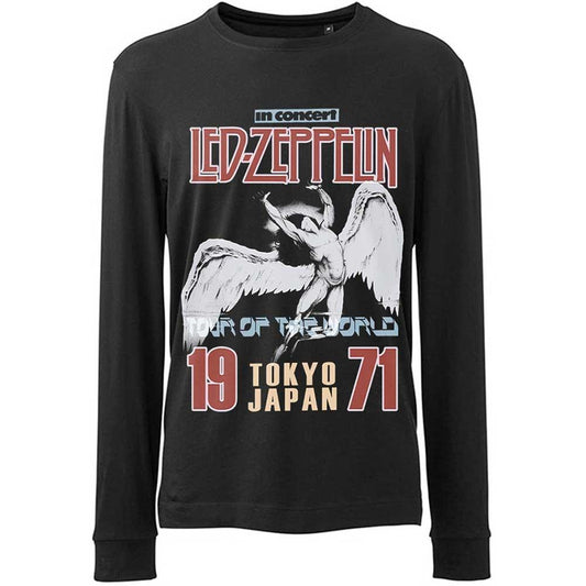 Black - Front - Led Zeppelin Unisex Adult Japanese Icarus Cotton Long-Sleeved T-Shirt
