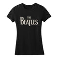 Black - Front - The Beatles Womens-Ladies Drop T Logo T-Shirt
