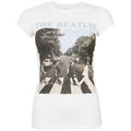 White - Front - The Beatles Womens-Ladies Abbey Road Logo T-Shirt