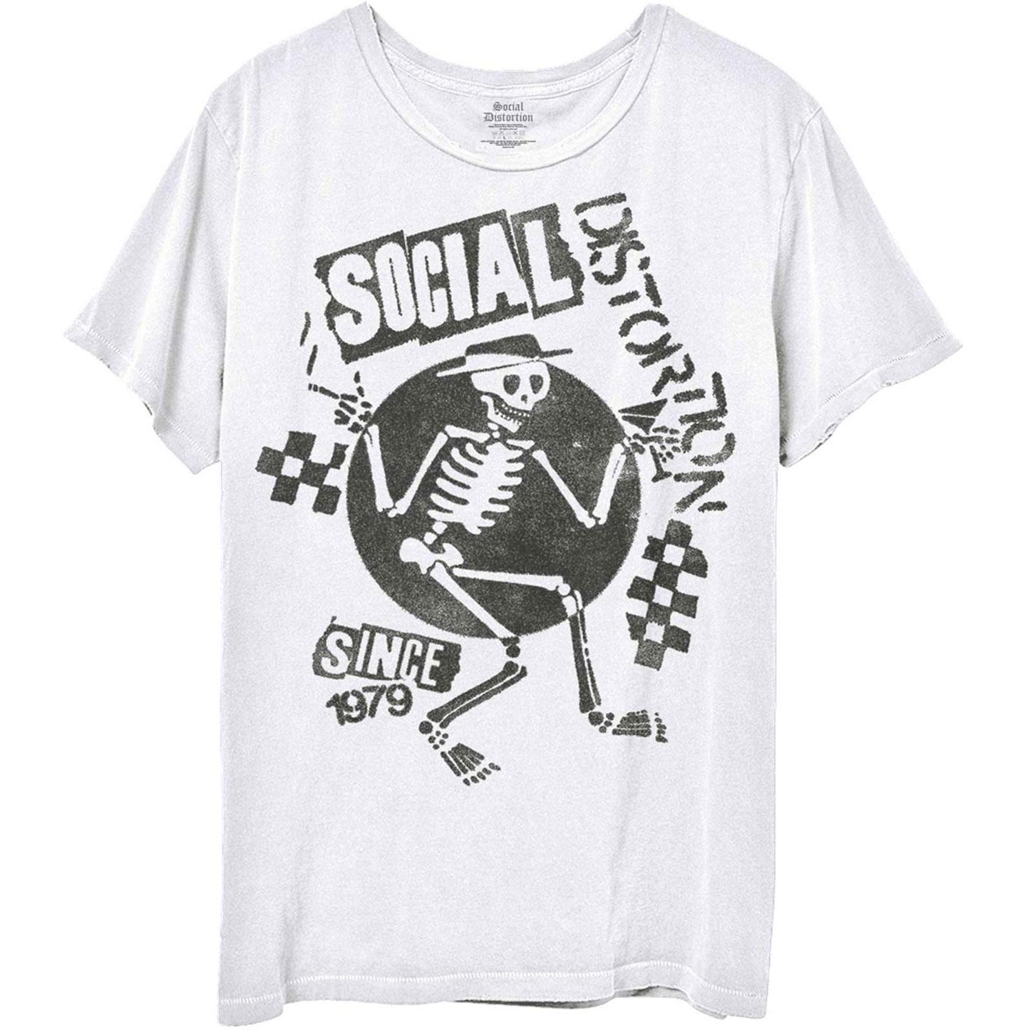 White - Front - Social Distortion Unisex Adult Speakeasy Checkerboard T-Shirt